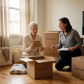 Senior decluttering consultation with professional organizer