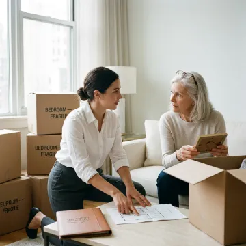 Organizer helping senior plan relocation