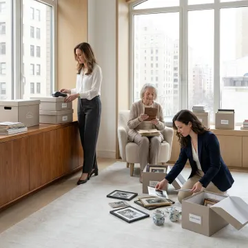 Senior downsizing with professional organizers