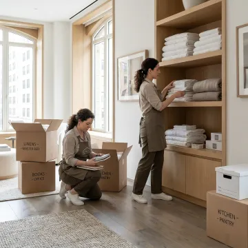 Organized unpacking during a luxury home move