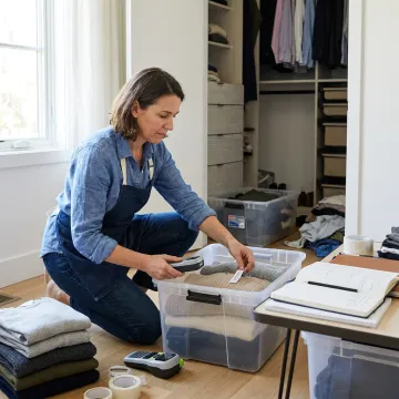 Professional organizer sorting home storage items