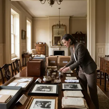 Organizer sorting estate belongings during downsizing