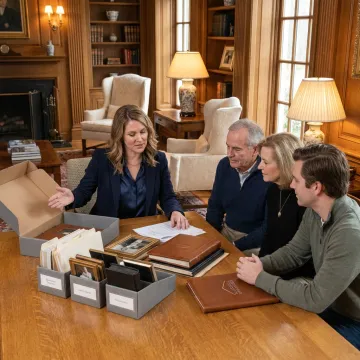 Estate downsizing consultation in a refined home