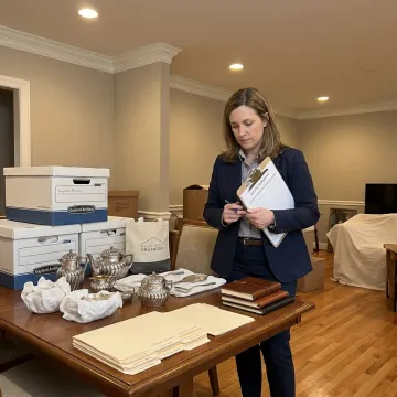 Organizer reviewing estate inventory in a refined home