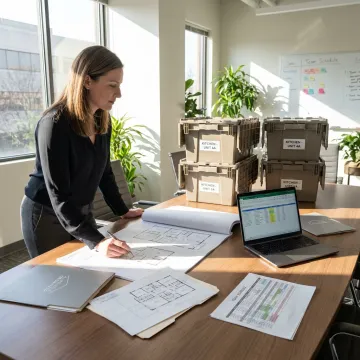 Coordinator planning an organized office relocation