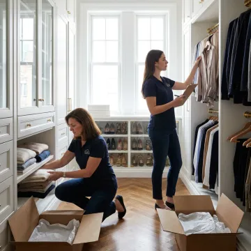 Organizers unpacking and arranging a luxury NYC apartment