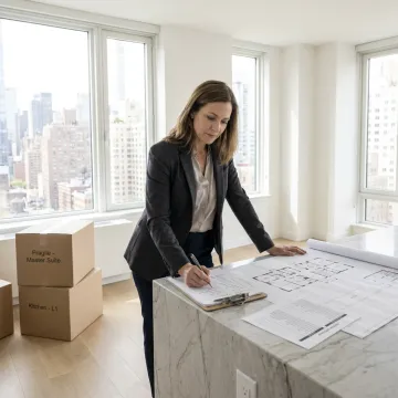 Relocation consultant coordinating moving plans