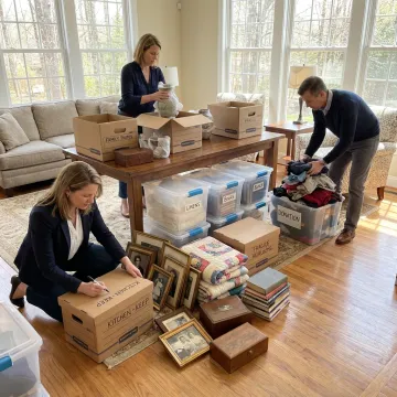 Estate cleanout organizers sorting belongings