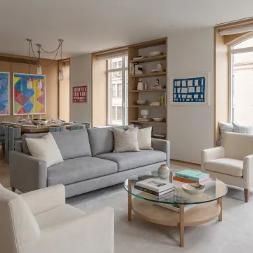 Elegant staged living room with rental furniture