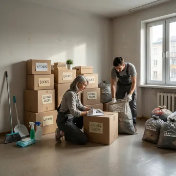 Vacant apartment being cleared and organized