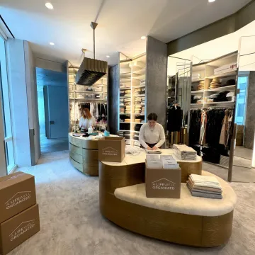 Luxury home organized with labeled storage and tidy shelves