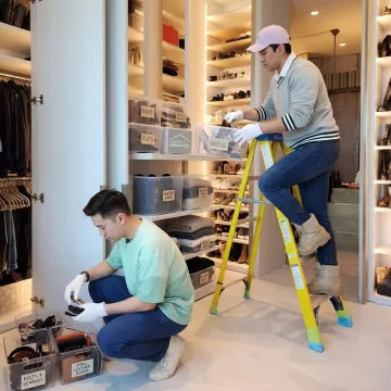 Professional organizers sorting home items