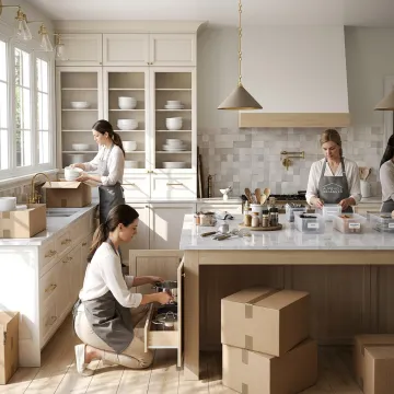 White-glove unpacking services in a luxury home