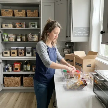 Professional organizer unpacking boxes in a new home