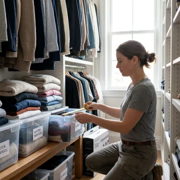 Organizer arranging a luxury closet