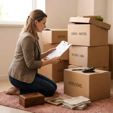 Professional organizer coordinating an estate move