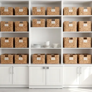Luxury home with organized shelves and decluttered living space