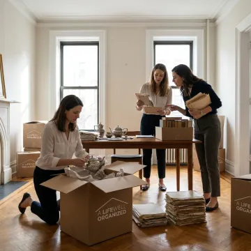 Estate cleanout team organizing a New York home