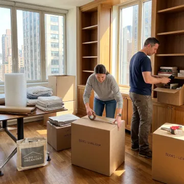 Professional organizers preparing a home for moving