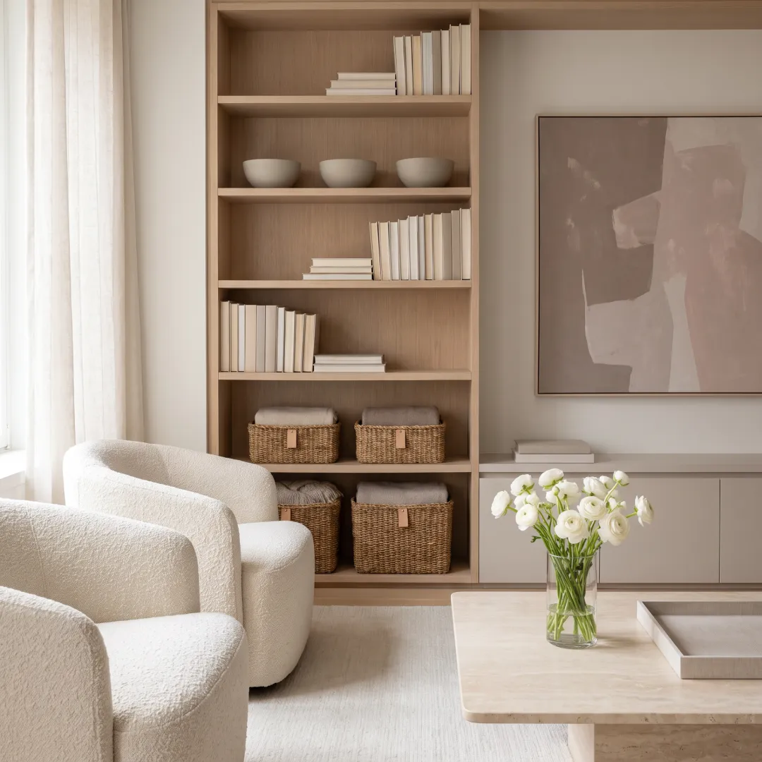 Professionally styled living room prepared for home staging