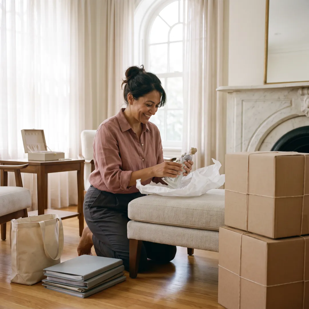 Professional organizer sorting estate belongings