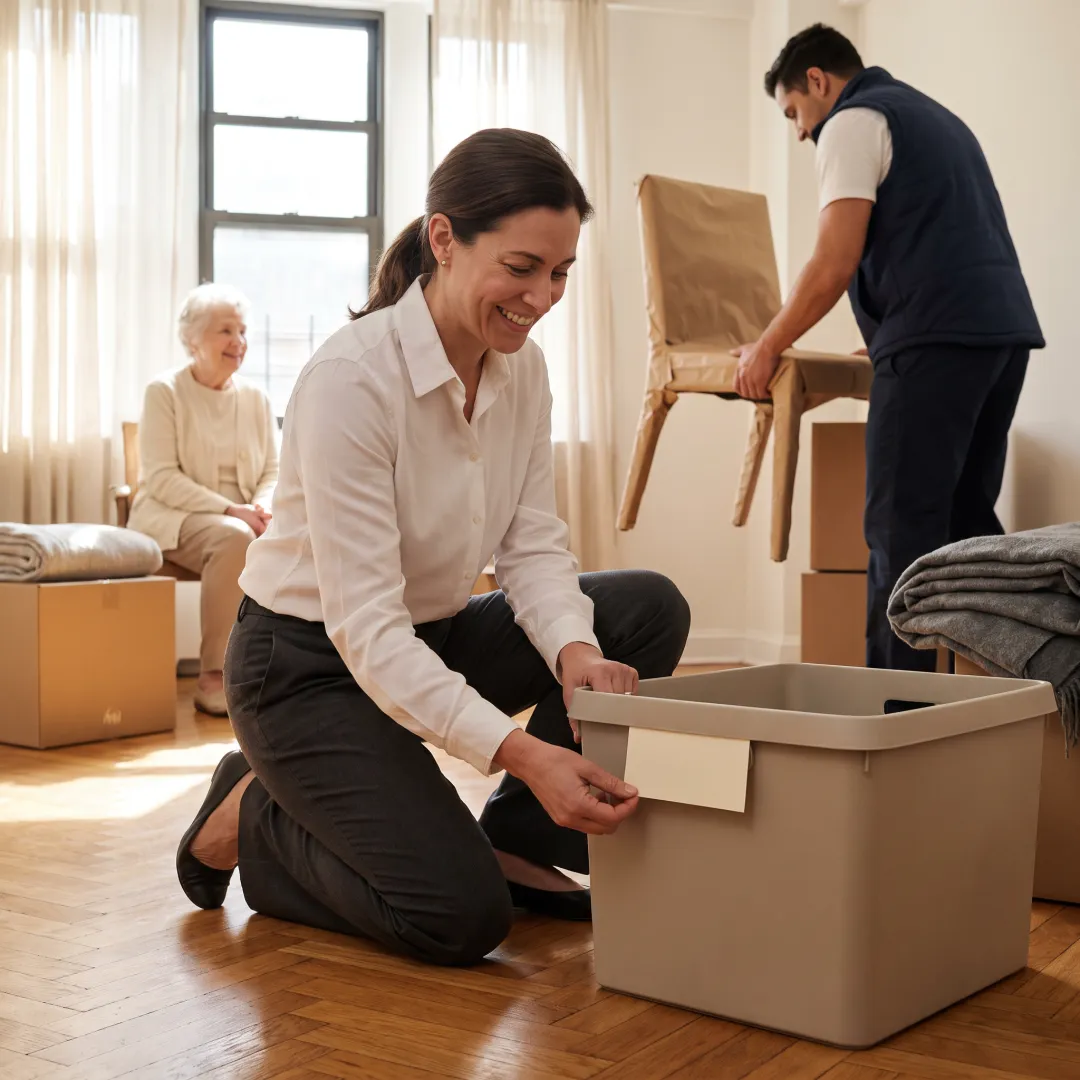 Organizer coordinating a senior relocation
