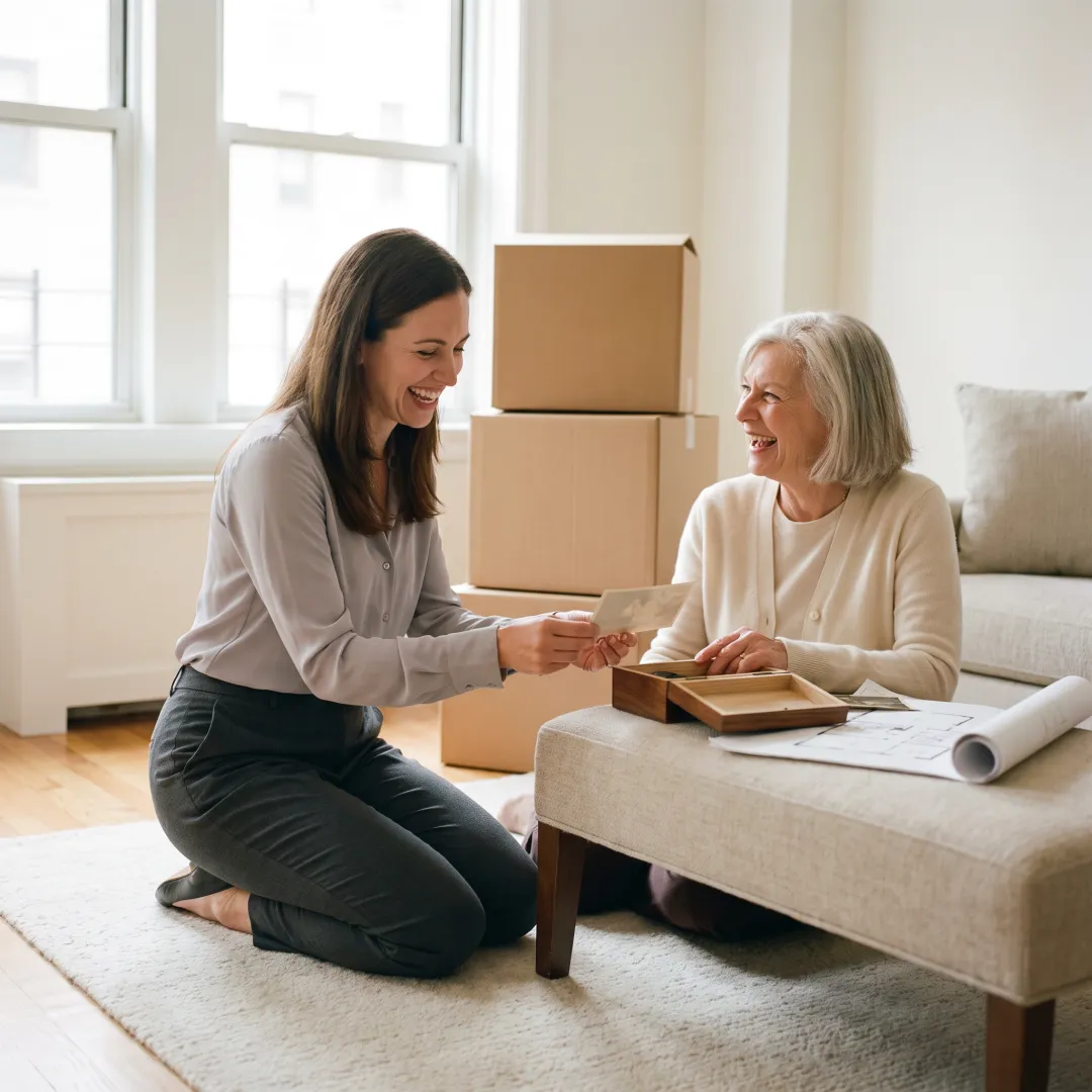Organizer helping senior plan relocation