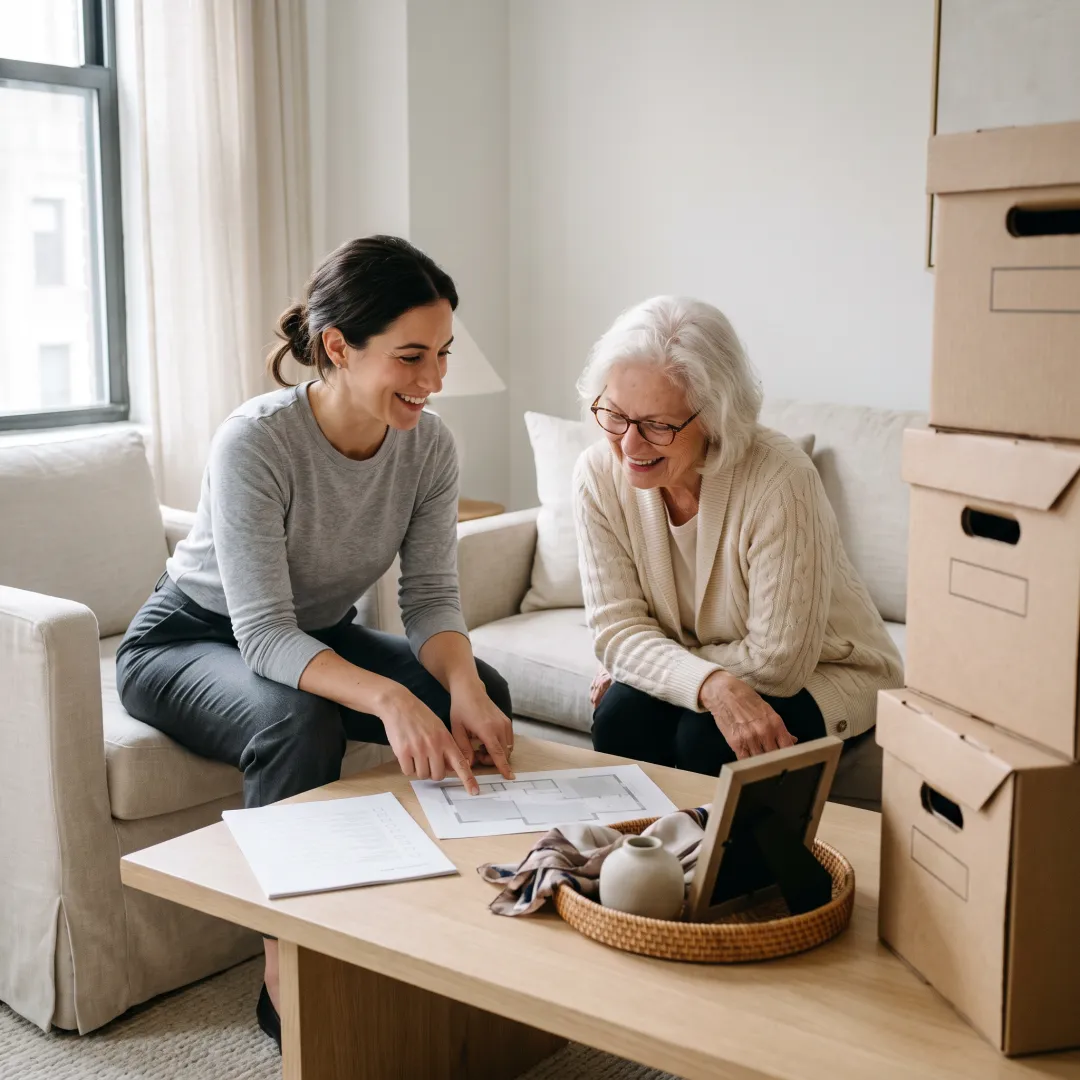 Organizer helping a senior plan a move