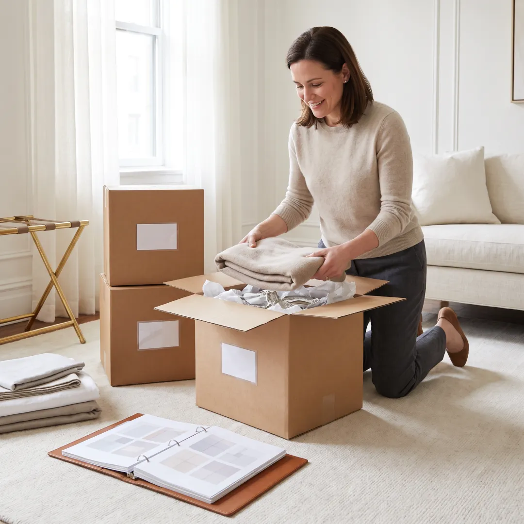 Professional organizer coordinating an estate move