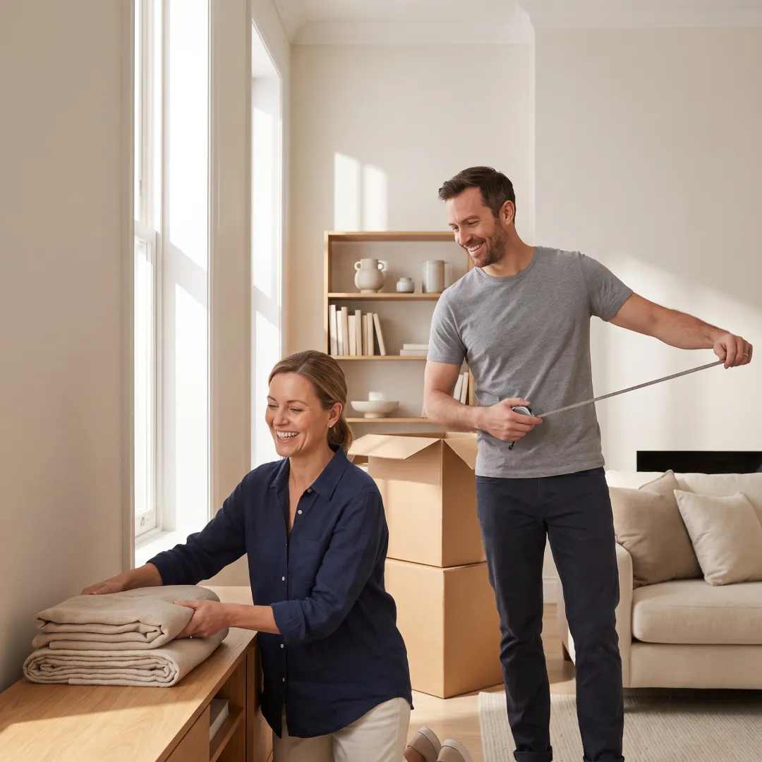 Team styling a bright staged home