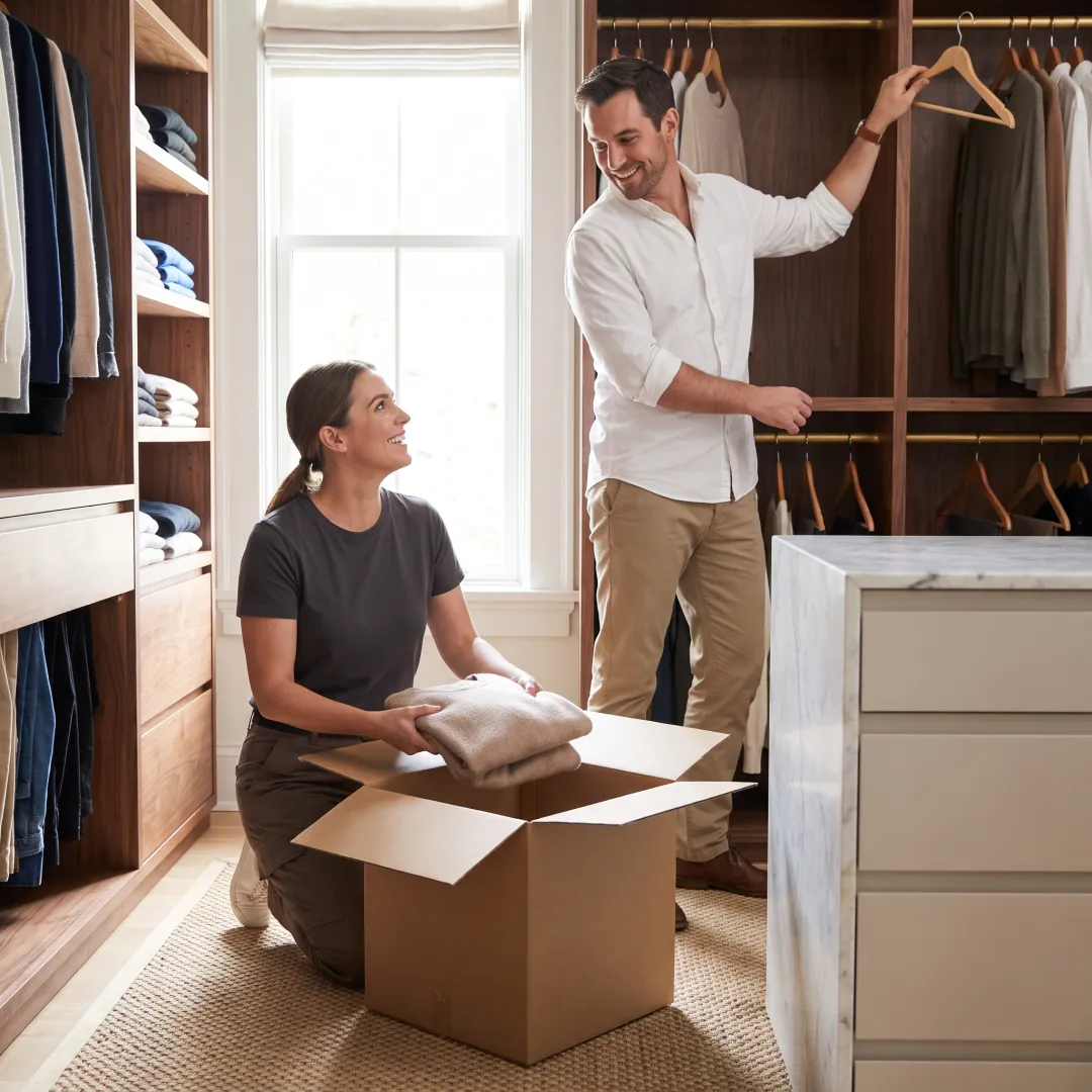 Organizers unpacking and arranging a luxury NYC apartment