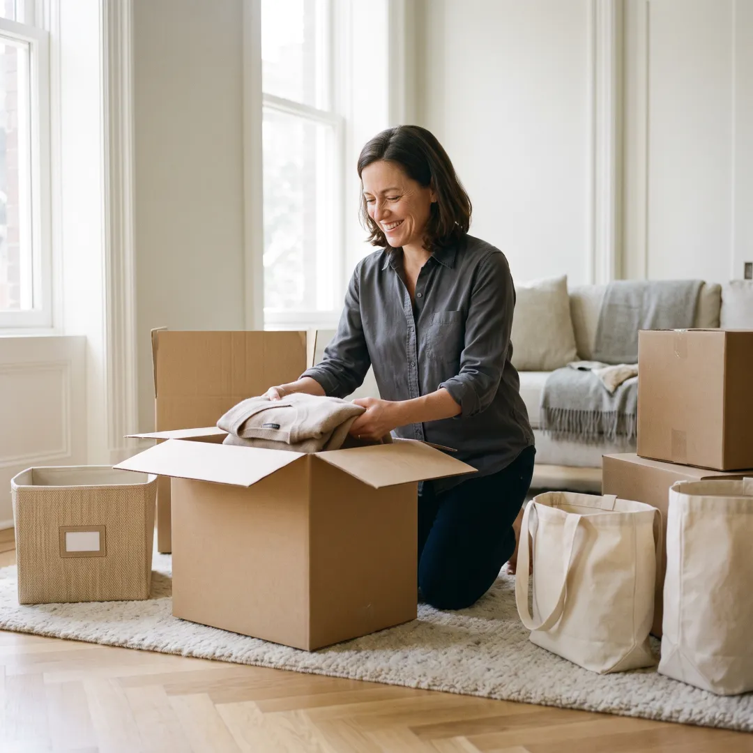 Organizer sorting household items before a move