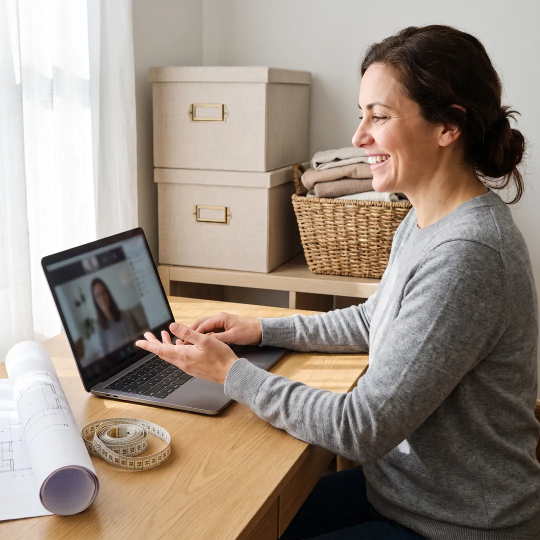 Virtual organizing consultation with storage plans