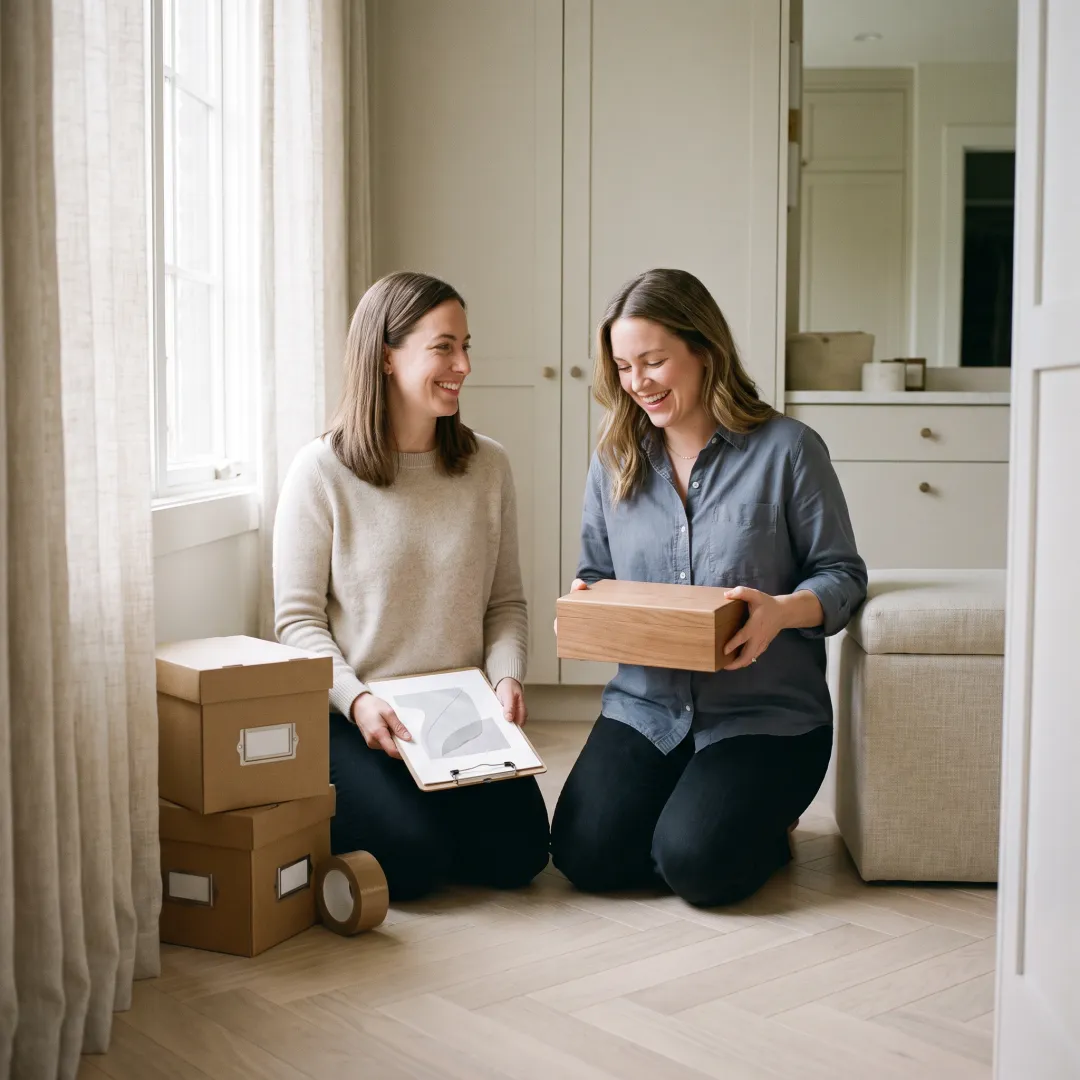 Organizers reviewing estate inventory during downsizing