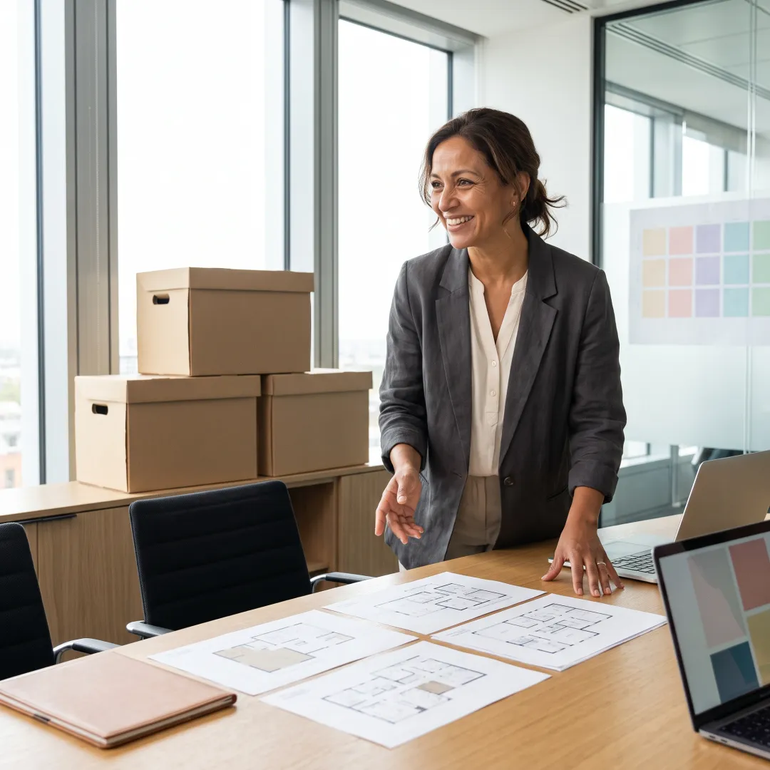 Coordinator planning an organized office relocation