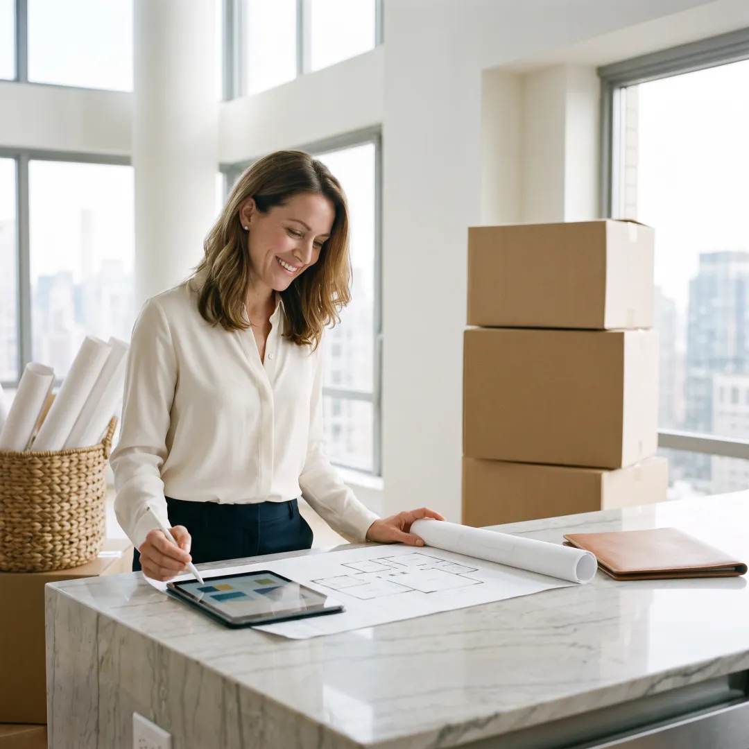 Relocation consultant coordinating moving plans