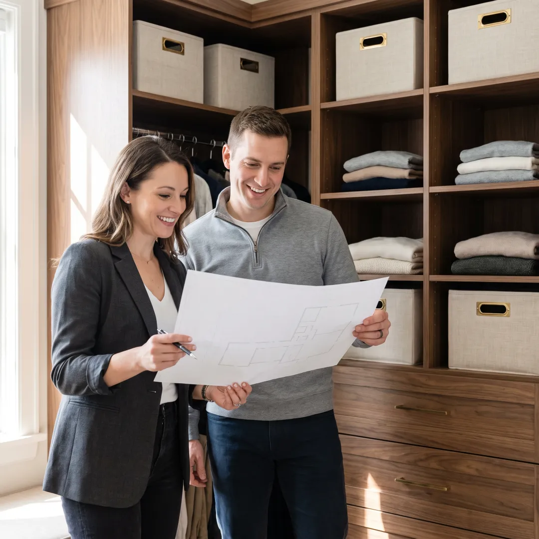 Organizers planning labeled storage systems in a luxury home