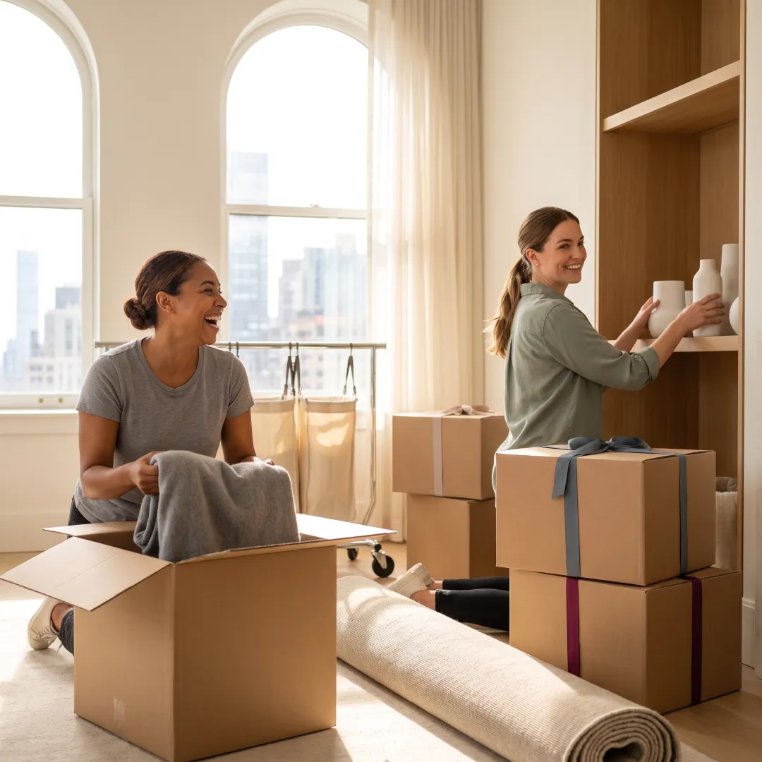 Organized unpacking during a luxury home move