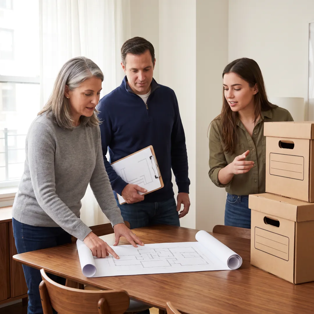 Team planning an organized senior move