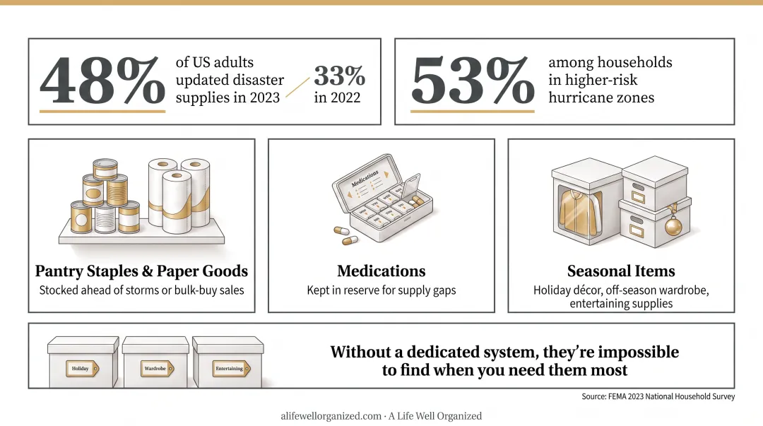 FEMA household disaster supply preparedness statistics 2023 survey results