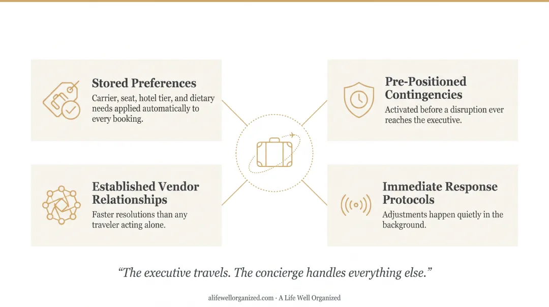 Four operational fundamentals of executive travel concierge service system