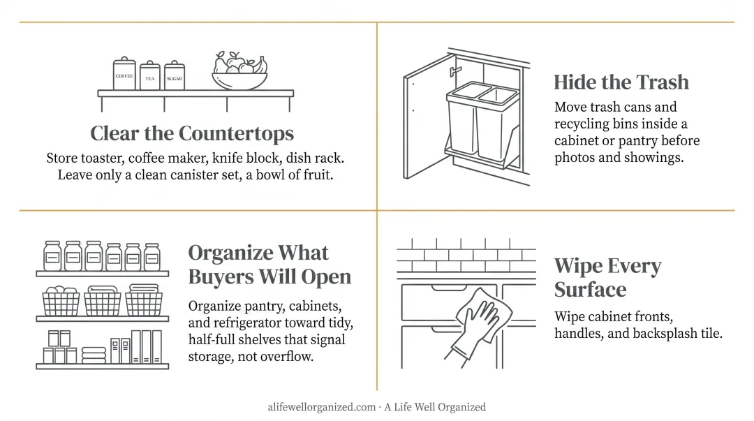 Kitchen staging checklist four key steps for listing-ready countertops and cabinets