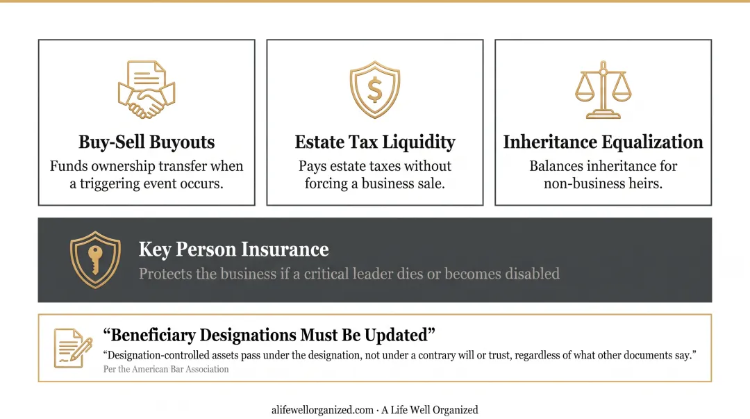 Three key roles of life insurance in family business succession planning
