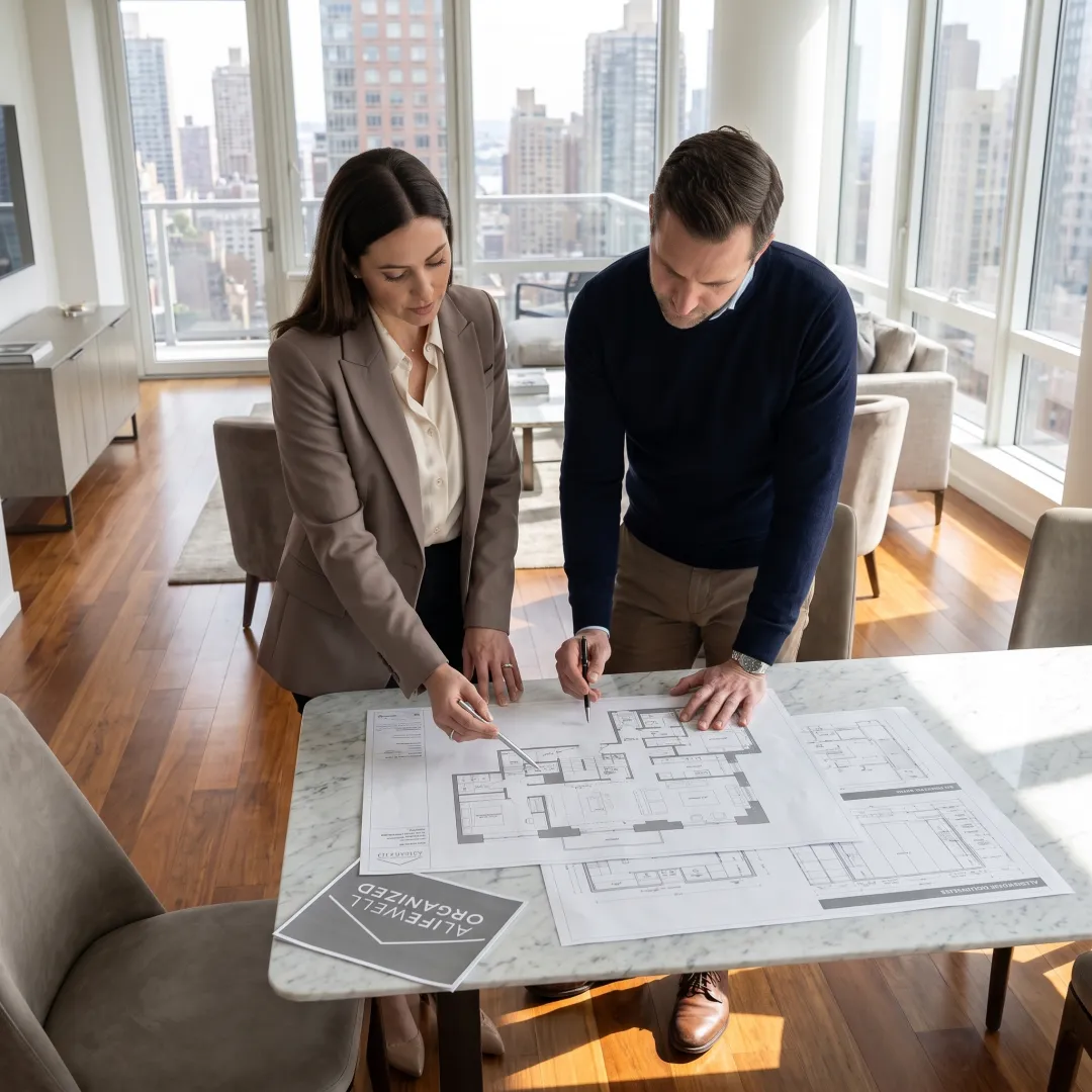 Designer reviewing a residential space plan