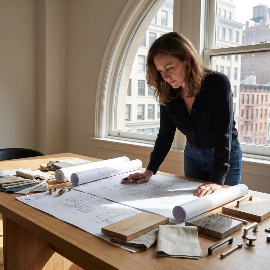Designer and organizer planning a luxury living space