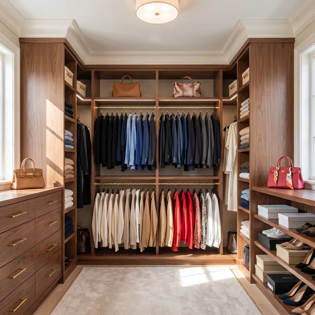 Beautifully organized luxury walk-in closet