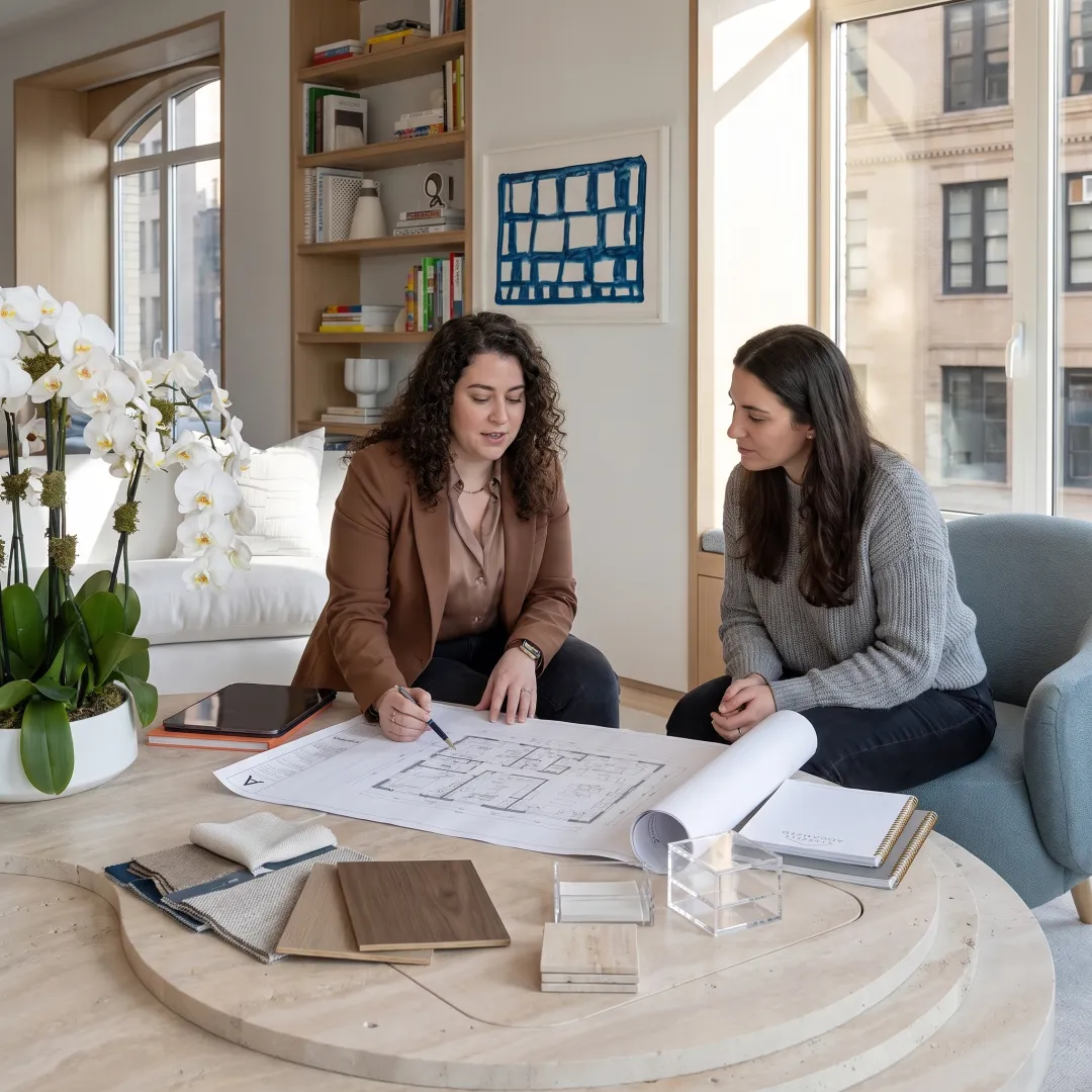 Organizer reviewing a home storage plan