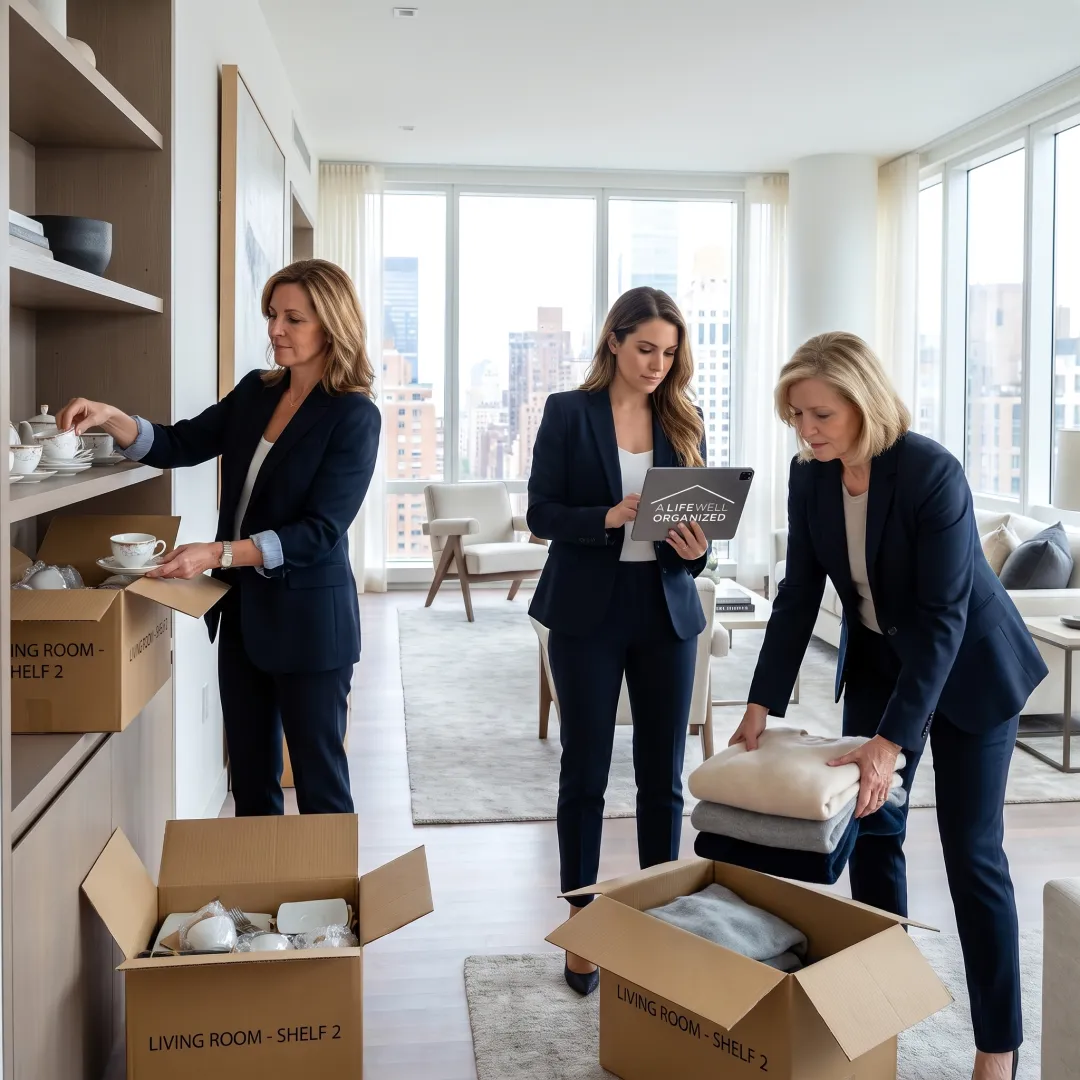 Organizers preparing a luxury home for move-in