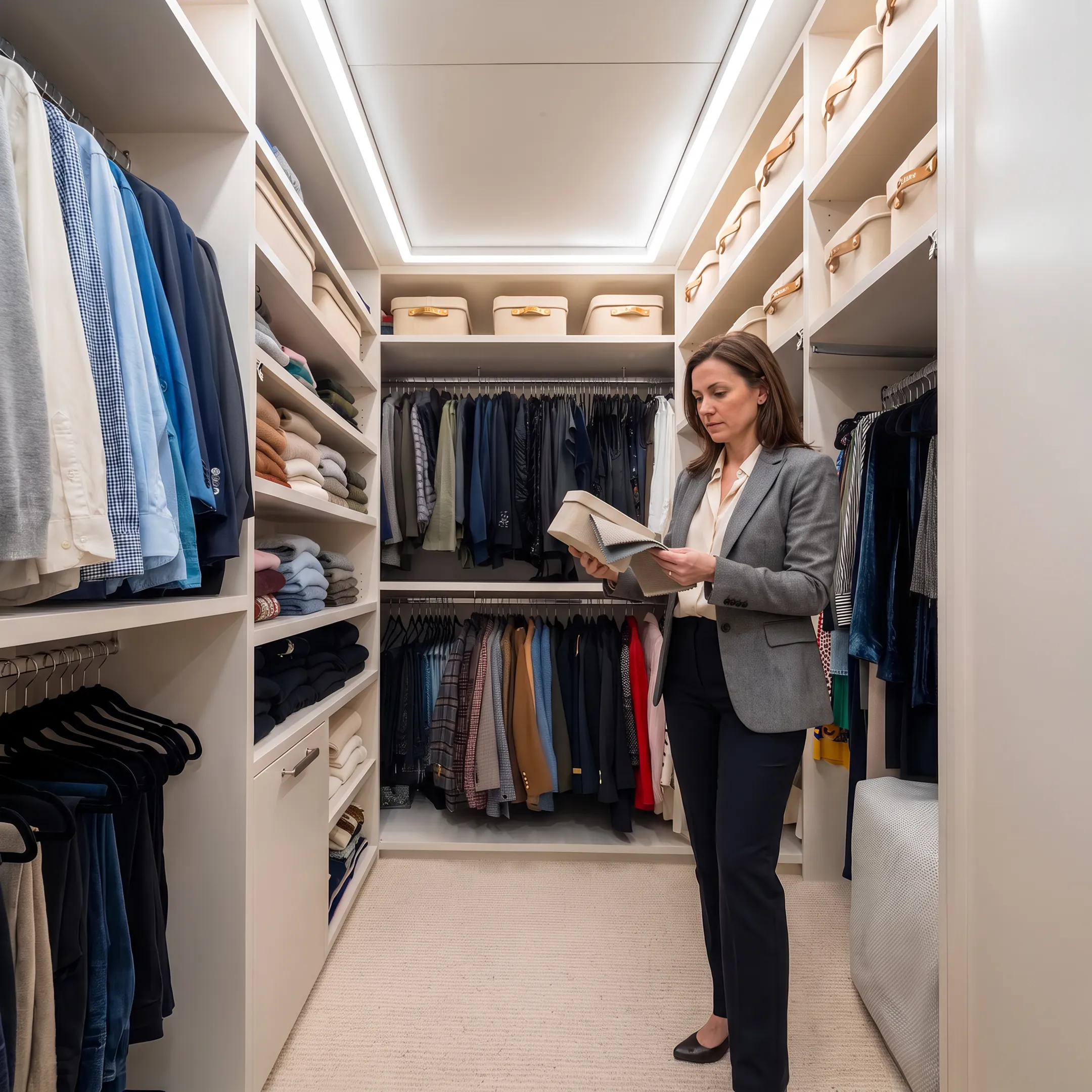 Consultant selecting storage solutions for a home
