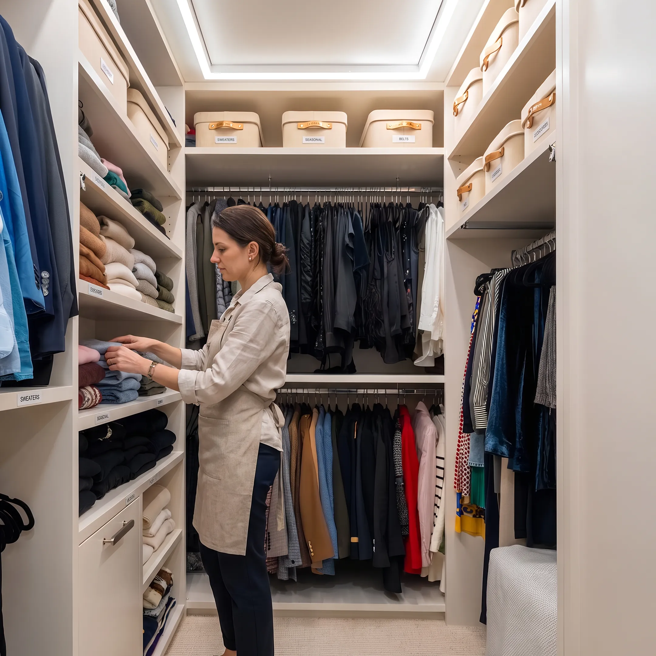 Organized luxury closet with custom storage